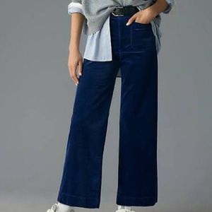 Anthropologie Maeve The Colette Wide Leg Cropped Corduroy Pant Sz 26 in Indigo